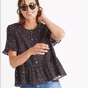 Madewell star black peplum top size large